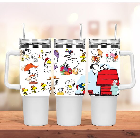 Peanuts Snoopy 40 oz TUMBLER friends Christmas Brand new 40oz TUMBLER double wal - Picture 8 of 9
